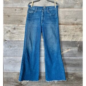 Mother The Tomcat Roller Fray Jeans 32 Love Me Till Tomorrow Blue Wide Leg